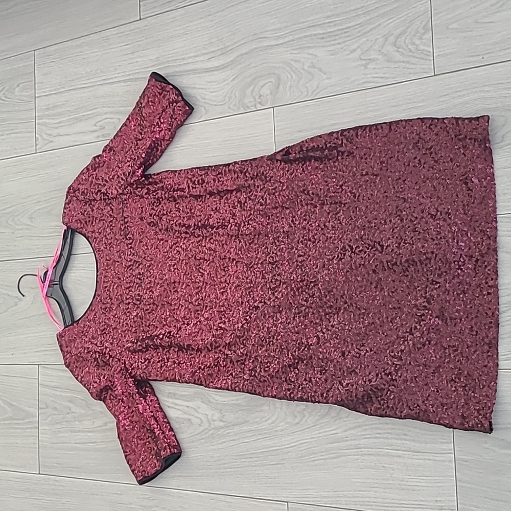 Betsey Johnson Black and Burgundy Sequence Dress